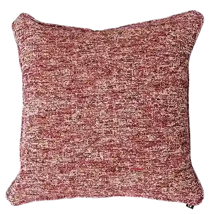 A square throw pillow in a textured, heathered fabric with a blend of dusty rose, burgundy, and beige tones, shown against a plain white background.
