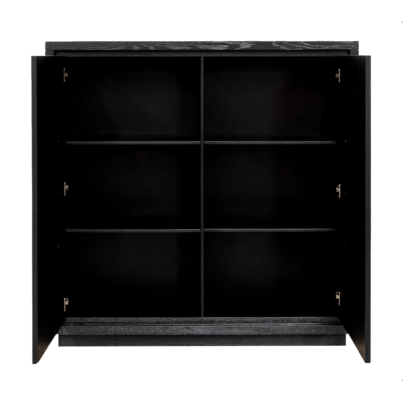 Black oak veneer cabinet with 6 interior shelves & halfmoon handles | Designer cabinets & display units - Perth WA