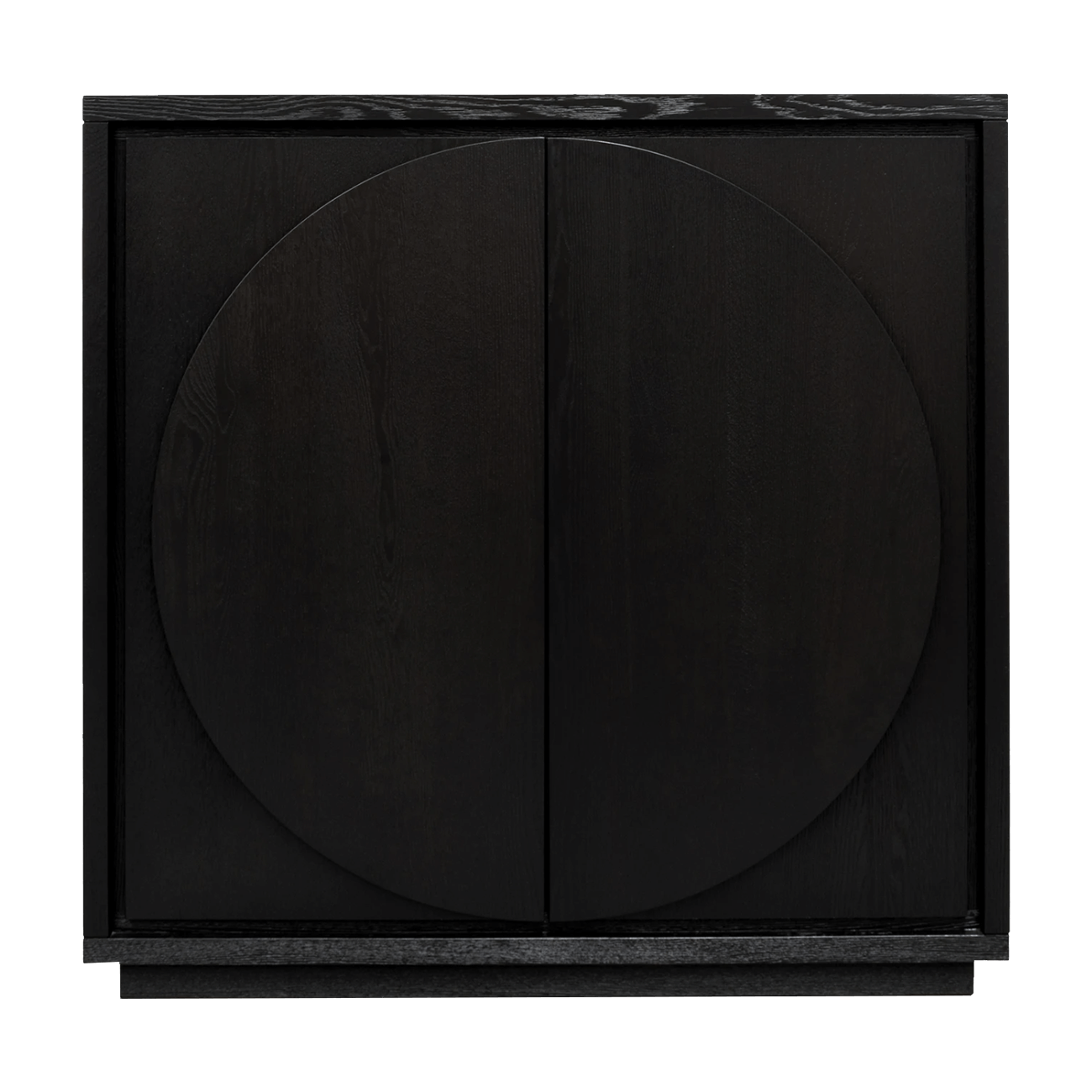 Black oak veneer cabinet with 6 interior shelves & halfmoon handles | Designer cabinets & display units - Perth WA