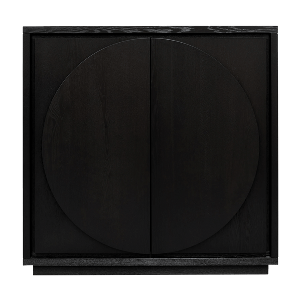 Black oak veneer cabinet with 6 interior shelves & halfmoon handles | Designer cabinets & display units - Perth WA