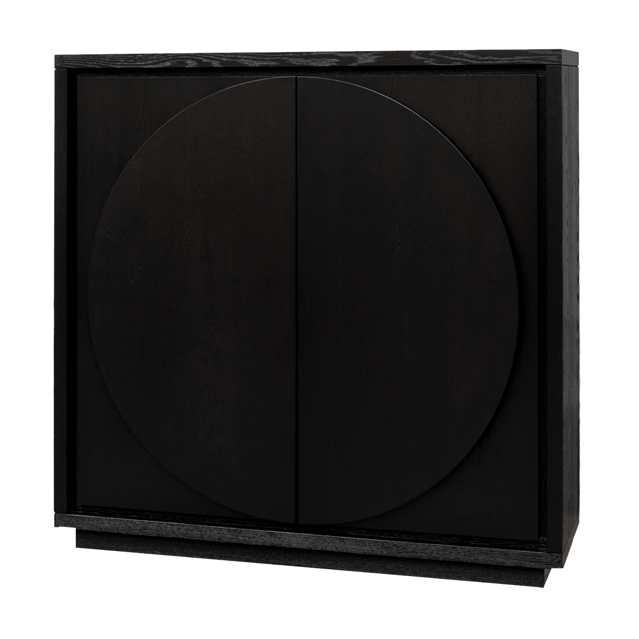 Black oak veneer cabinet with 6 interior shelves & halfmoon handles | Designer cabinets & display units - Perth WA