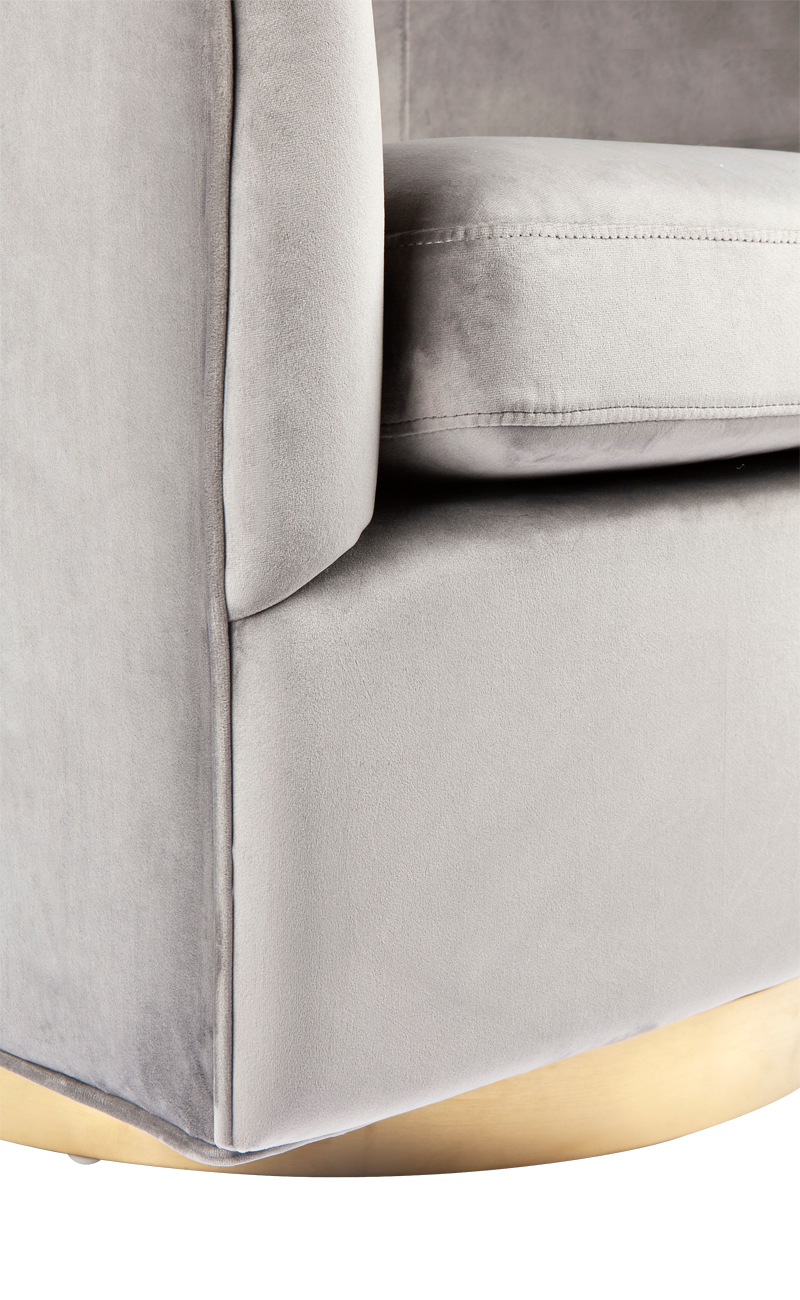 Dominik Swivel Velvet Armchair - Charcoal Grey