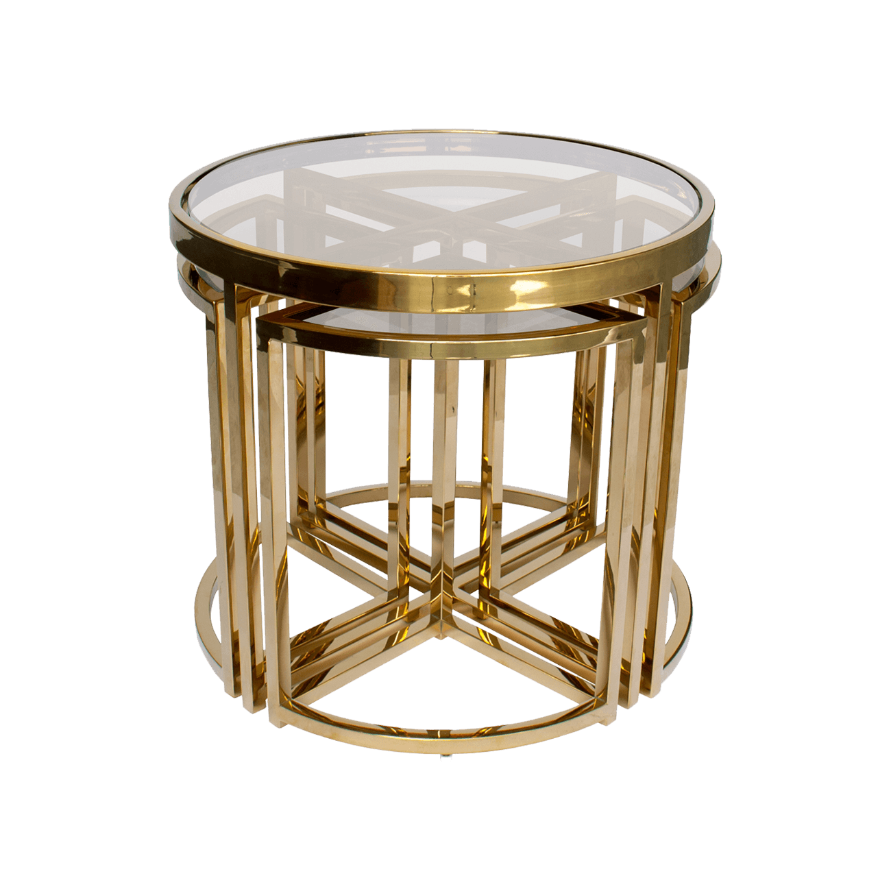 Perugia Nesting Side Tables, Gold & Clear Glass | Darcy & Duke, Perth WA