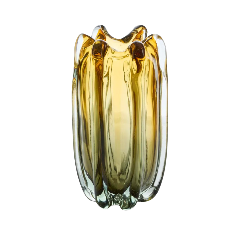 Ashton Handblown Glass Vase - Amber & Green Ombre - Large