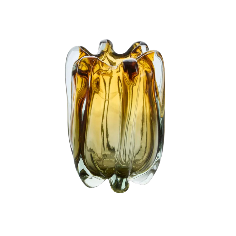 Ashton Handblown Glass Vase - Amber & Green Ombre - Small