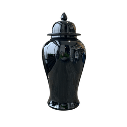 Black ceramic temple jar with high-gloss finish | Chinese ceramics & home decor - Perth WA