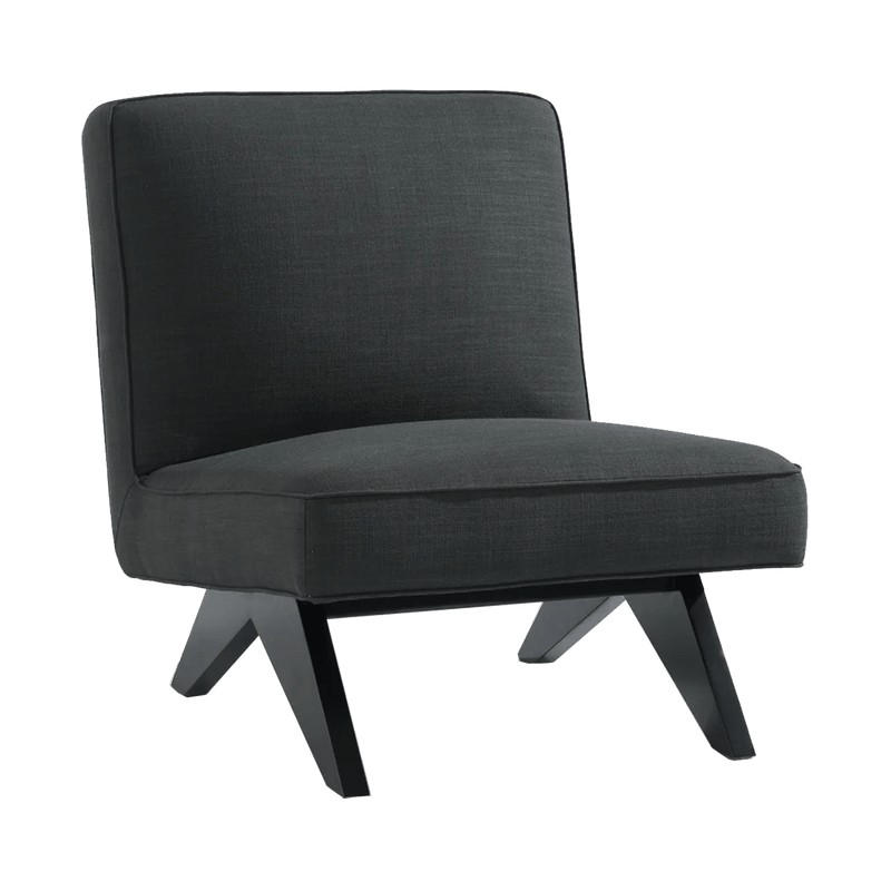 Square style slipper chair in dark grey/charcoal linen | Designer occasional chairs & furniture - Perth WA