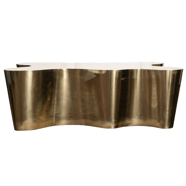 Organic and abstract coffee table with high-shine chrome finish. Luxury coffee tables, Perth WA
