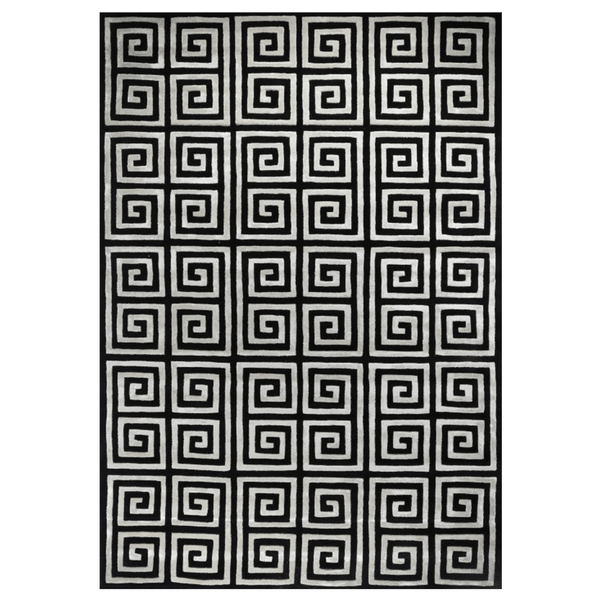 Gianni Rug - Black and Silver with Greek Key pattern - 240cm x 330cm - Rugs & Carpets, Perth WA