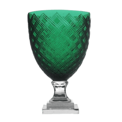 Jade Regal Glass Cut Urn Vase - Emerald Green - Vases & Urns, Perth WA