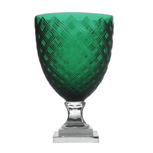 Jade Regal Glass Cut Urn Vase - Emerald Green - Vases & Urns, Perth WA