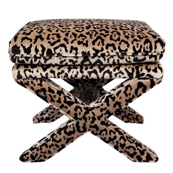 Afia Velvet Stool Leopard | Natalie Jayne Interiors | Perth, WA