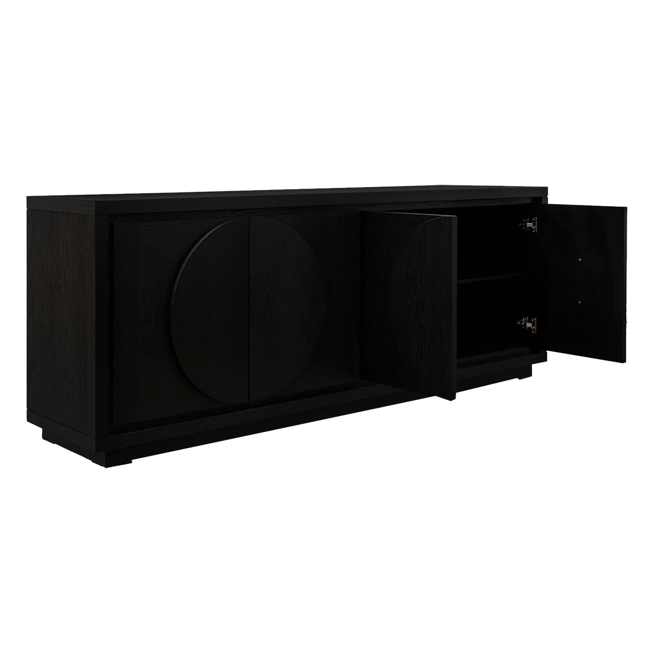 Black oak veneer buffet / sideboard 4 cupboards & halfmoon handles | Luxury & designer cabinets - Perth WA