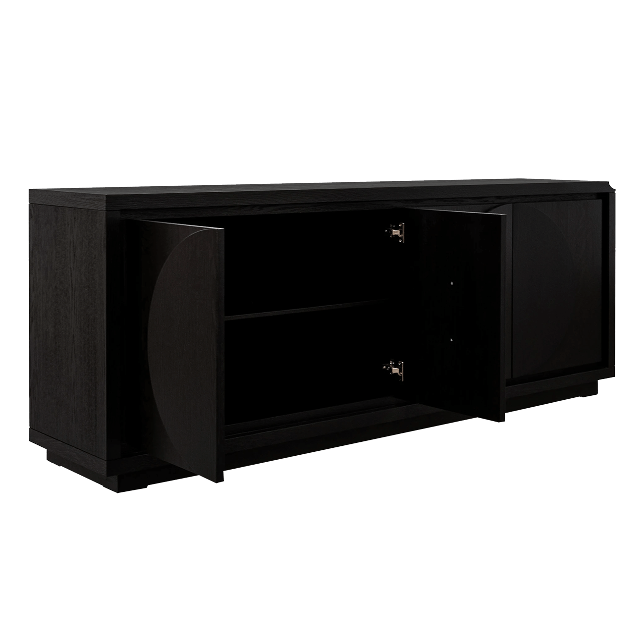Black oak veneer buffet / sideboard 4 cupboards & halfmoon handles | Luxury & designer cabinets - Perth WA