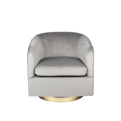 Dominik Swivel Velvet Armchair - Charcoal Grey