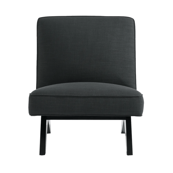 Square style slipper chair in dark grey/charcoal linen | Designer occasional chairs & furniture - Perth WA