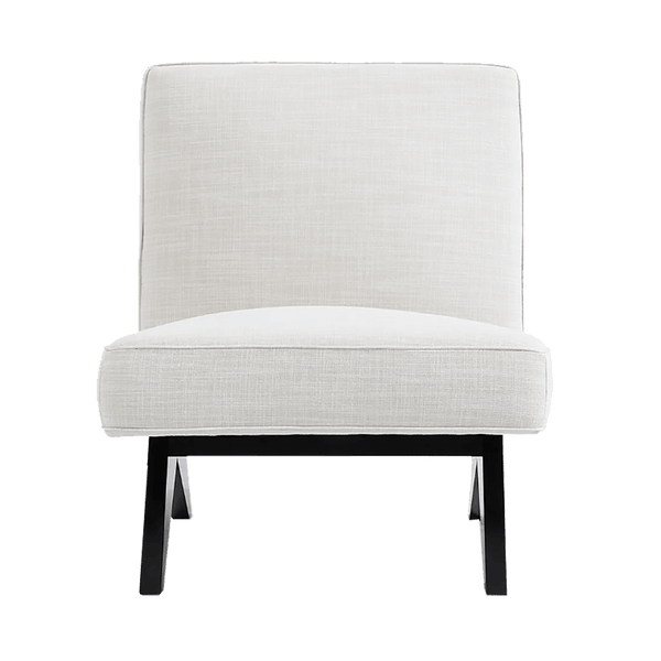 Square style slipper chair in natural/off white linen | Designer occasional chairs & furniture - Perth WA