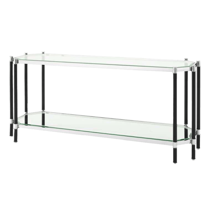 Art deco inspired silver/black console table with a lower shelf. Luxury Console & Hallway Tables, PErth WA