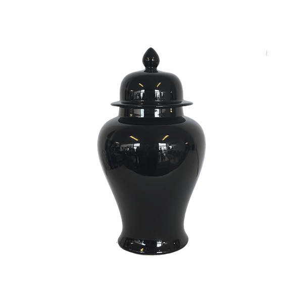 Black ceramic temple jar with high-gloss finish | Ceramics & Decorative Accessories - Perth WA