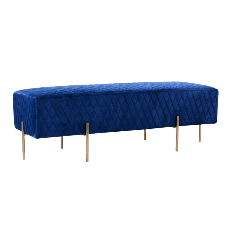 Stella Quilted Ottoman - French Navy