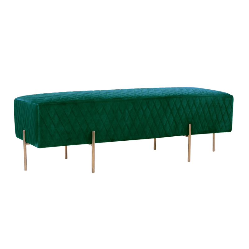 Stella Quilted Ottoman - Ivy Green