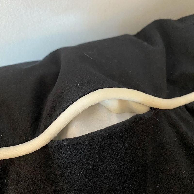 Velvet Cushion - Black with White Piping [SECONDS]