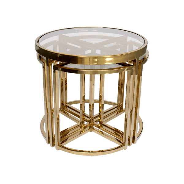 Perugia Nesting Side Tables, Gold & Clear Glass | Darcy & Duke, Perth WA