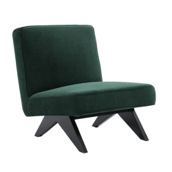 Square style slipper chair in dark forrest green linen | Designer occasional chairs & furniture - Perth WA