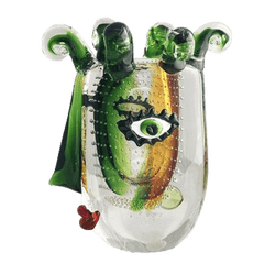 Abstract art glass vase featuring human face, red lips, green hair and eyes | Home Decor Perth WA