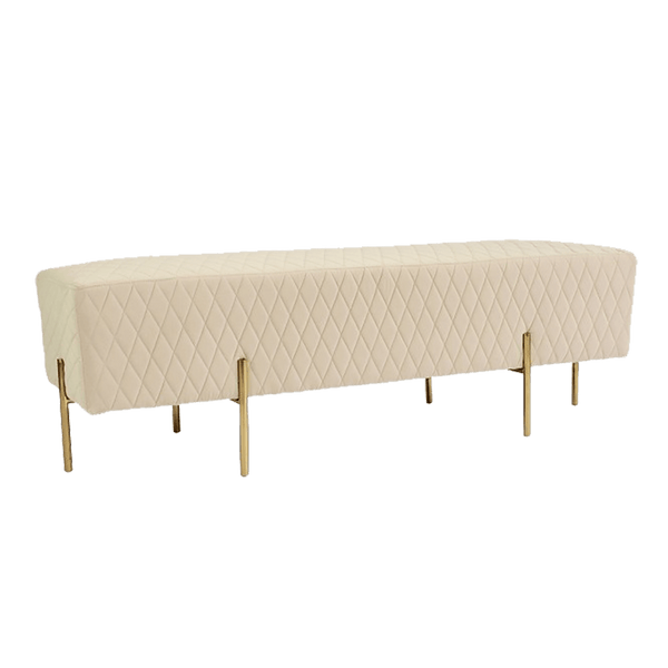 Stella Quilted Velvet Ottoman/bench seat with gold base | Luxury Furniture | Perth, WA