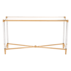 Clear acrylic console/hallway table with gold edging, base frame and feet 135x40x78cm - Consoles & Buffets, Perth WA