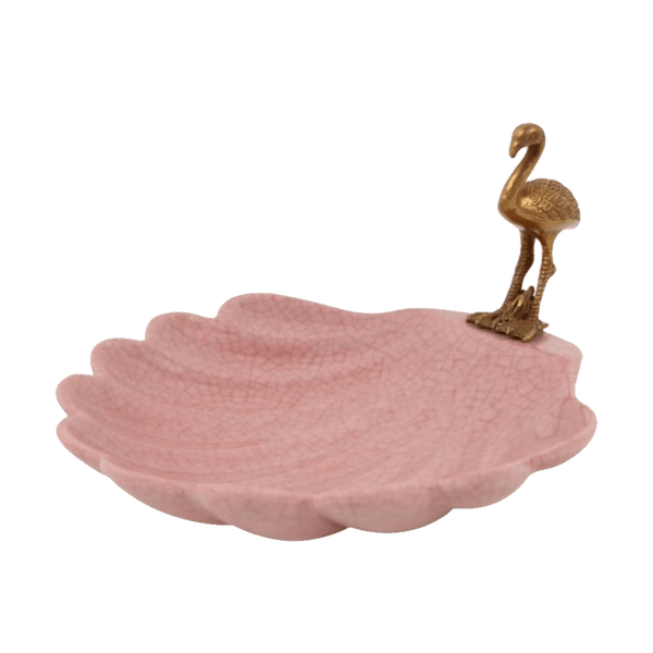 pink shell soap dish with bronze flamingo | Creatively Active Minds - Perth WA
