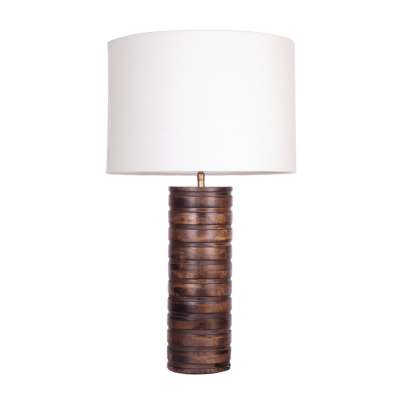 Round wooden table lamp with white shade | Luxury lighting and lamps - Perth WA